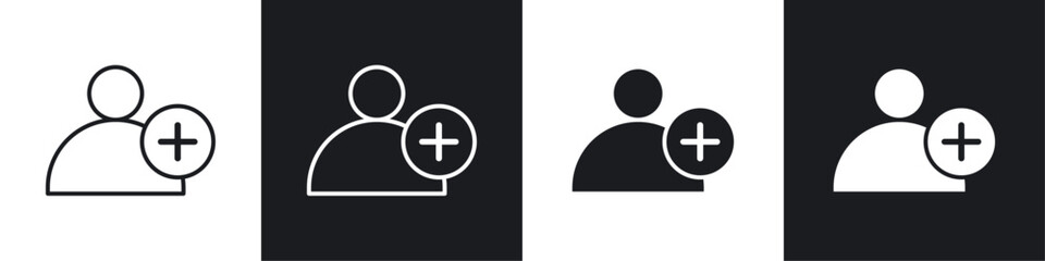 Obraz premium New account icons collection in black and white solid and line style