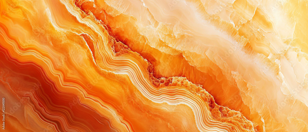 Poster abstract orange onyx background with vibrant banner style and empty center space for design