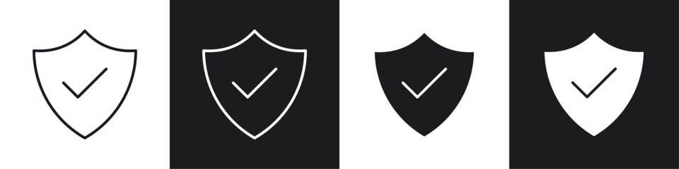 Security icons collection in black and white solid and line style