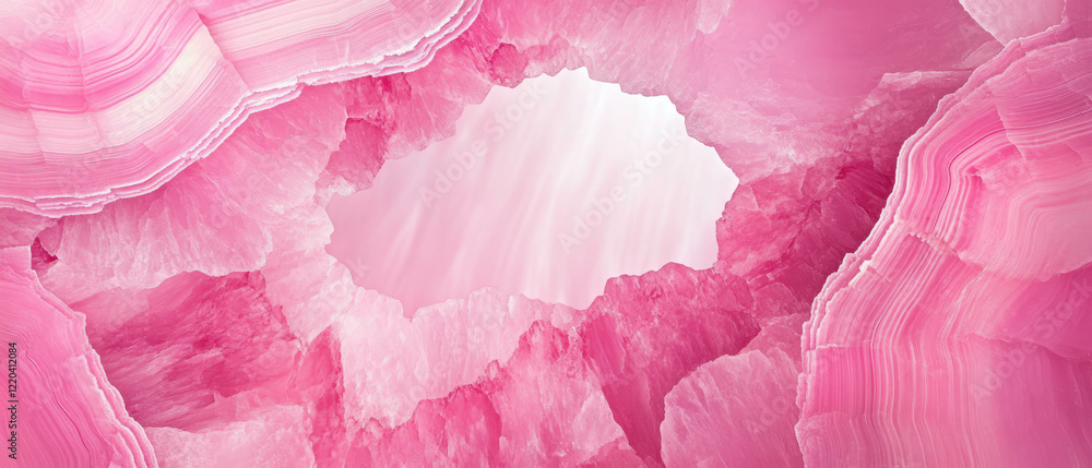 Aufkleber abstract composition featuring pink onyx with fragmented pieces and empty space design