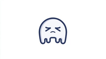 Obraz premium Cute Cartoon Ghost Character with a Sad Expression on White Background