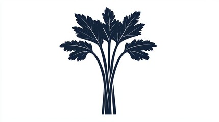 Elegant Silhouette of Celery on a Clean White Background