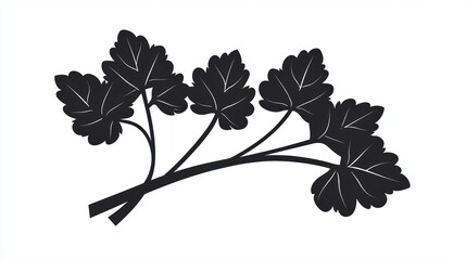 Elegant Silhouette of Leafy Branch on Clean White Background