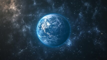 Fototapeta premium A background of space with a blue Earth and starlight
