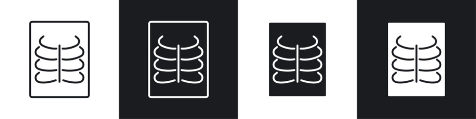 X ray icons collection in black and white solid and line style