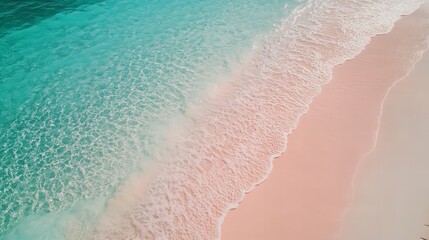 Fototapeta premium Pink sand beaches of Harbour Island in spring, with crystal-clear waters meeting a serene horizon. Elegance redefined.