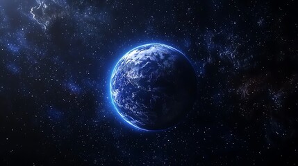 Obraz premium A background of space with a blue Earth and starlight