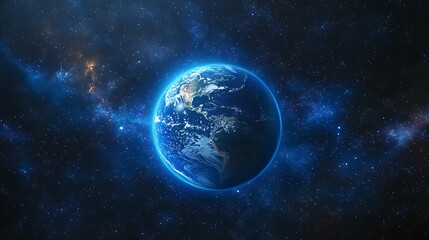 Fototapeta premium A background of space with a blue Earth and starlight