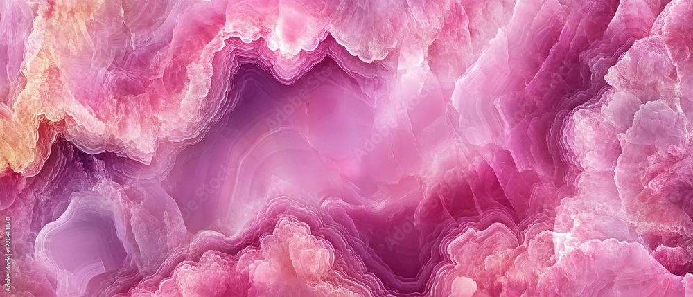 Poster elegant polished pink onyx background with shiny design elements and empty center space