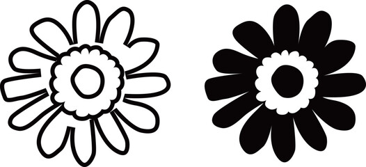 ガーベラの白黒ベクターイラストセット