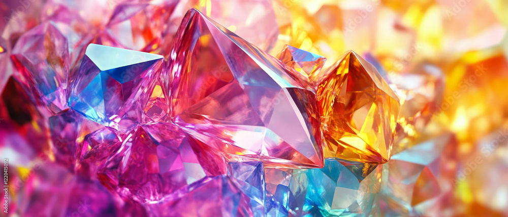 Poster sparkling rainbow gemstones create an abstract and luxurious background display
