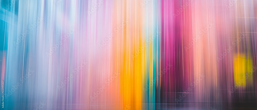 Poster dynamic display of rainbow colored light trails creating an abstract background design