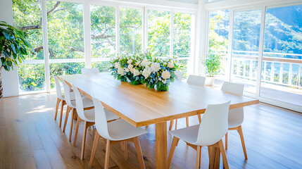Fototapeta premium Elegant wide dining interior