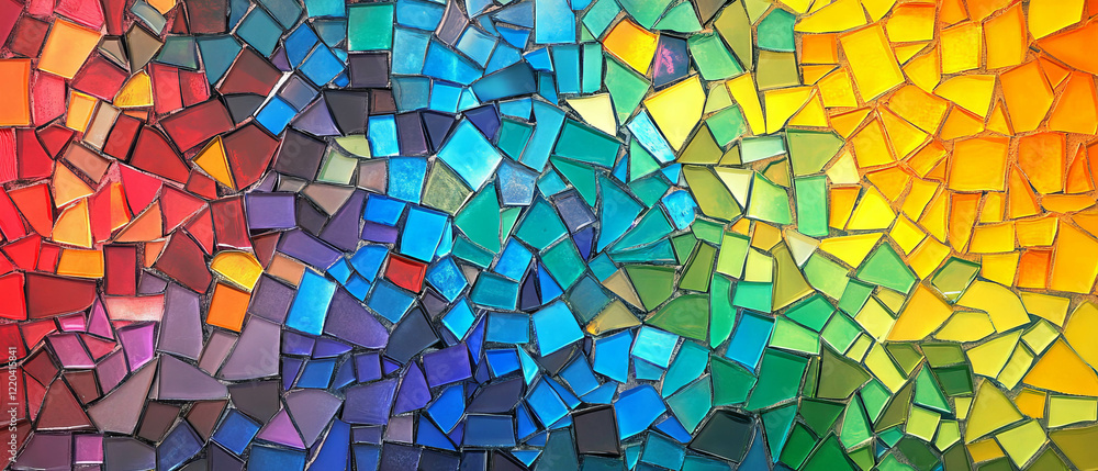 Poster Colorful mosaic tiles create vibrant abstract patterns in a rainbow spectrum