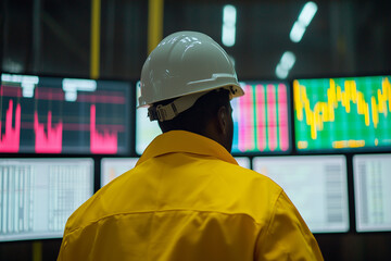 Industrial Worker Analyzing Data Graphs