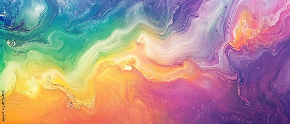 Poster swirling patterns of rainbow smoke create an enchanting and mysterious atmosphere