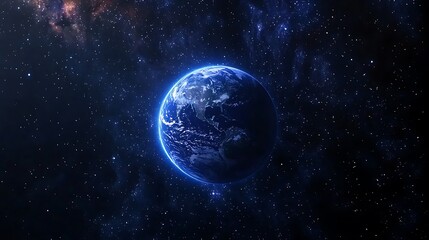Fototapeta premium A background of space with a blue Earth and starlight