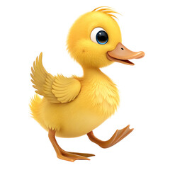 Fototapeta premium Duckling's First Steps: A delightful duckling, with a fluffy yellow body and adorable blue eyes, takes its first wobbly steps, capturing the innocence and charm of childhood.