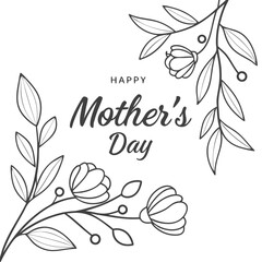 Simple "Happy Mother's Day" with Leaves and Buds. Perfect for: Mother's Day, modern homes, minimalistic parties