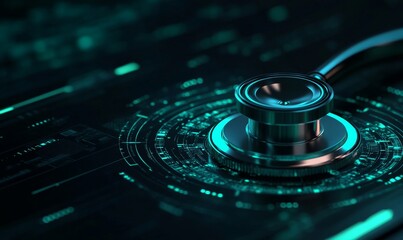 Digital Health Security Concept with Stethoscope on Laptop, Symbolizing Medical Data Protection and Cybersecurity in Healthcare Technology, Highlighting Online Safety and Medical, Generative AI