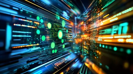 Naklejka premium futuristic digital data stream, tech background - abstract backgrounds