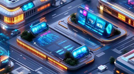 futuristic smart city interface technology - metaverse & virtual wo.