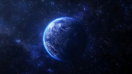 Obraz premium A background of space with a blue Earth and starlight