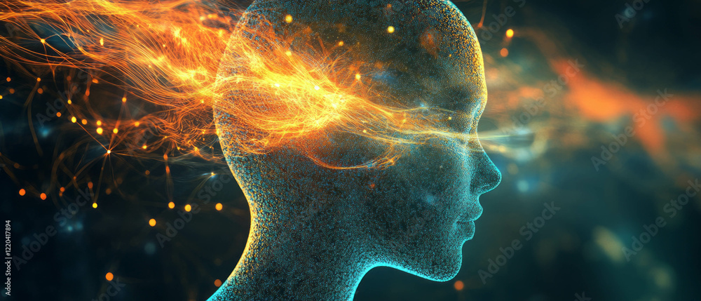Poster concept of light and consciousness in neuroscience and cognitive science exploring the mind