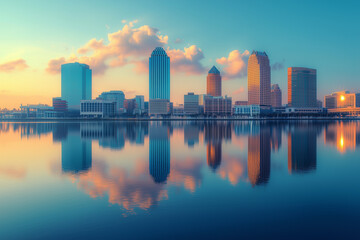 Fototapeta premium Stunning Urban Skyline Reflection