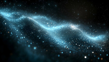 Obraz premium Abstract blue energy wave, cosmic dust, dark background, for science fiction design