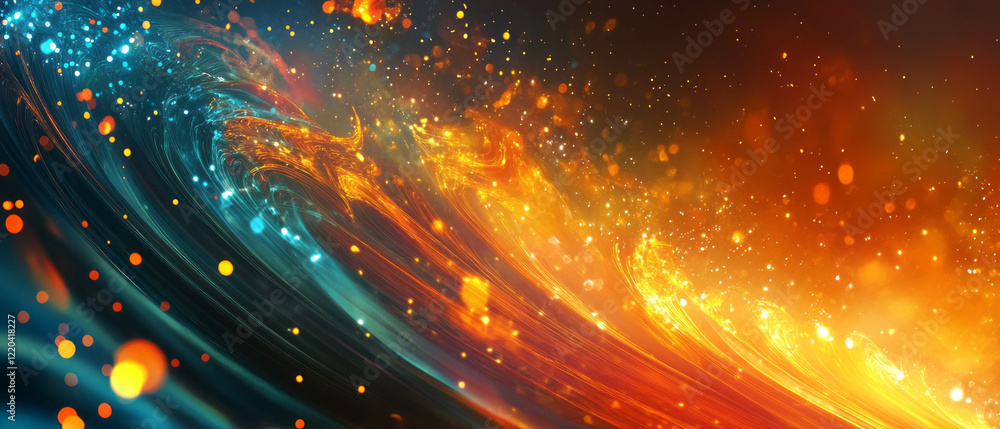 Poster ripples of light and data flow through abstract fiber optic network background