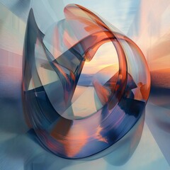 Abstract Sunset Swirl Modern Glass Sculpture with Warm Hues