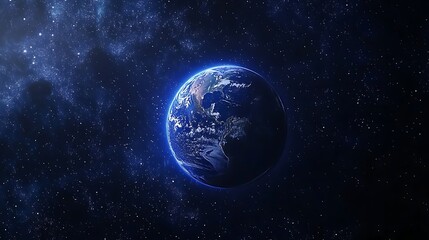 Obraz premium A background of space with a blue Earth and starlight