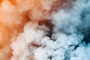 A cloud of smoke with a blue and orange hue