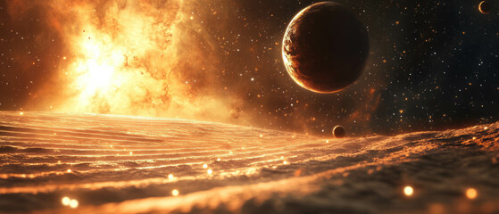 Ripples of light and space symbolize the adventure of astronomical discovery