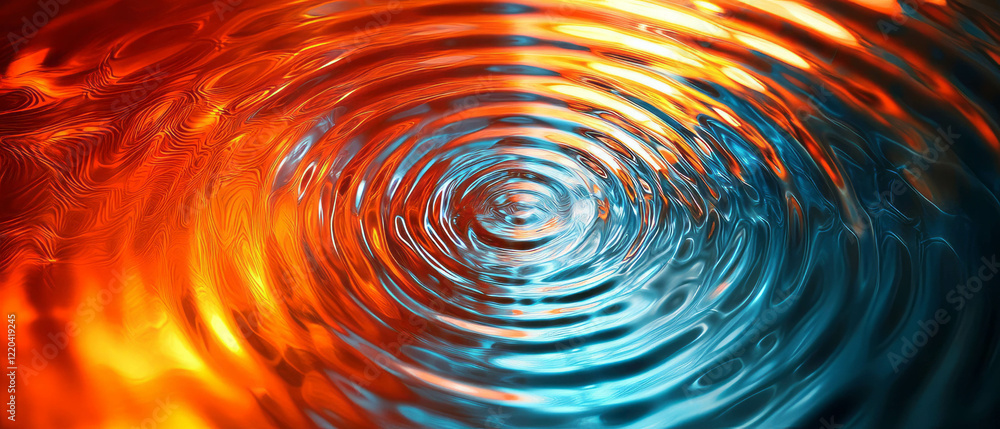 Poster ripples of light interact with touch in a vibrant, abstract background design