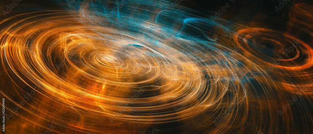 Poster visual representation of ripples creating sound waves on a digital screen