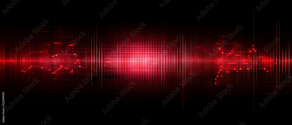 Aufkleber exploring sound with digital ripples and audio waves in a vibrant abstract background
