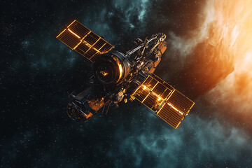 Futuristic Space Satellite in Orbit