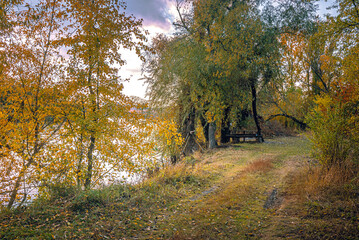 Obraz premium Autumn landscape on river