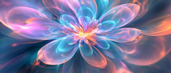 Fototapeta premium Soft holographic flowers create an abstract dreamy background space