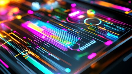 Fototapeta premium vibrant neon tech interface background - neon and vibrant colors