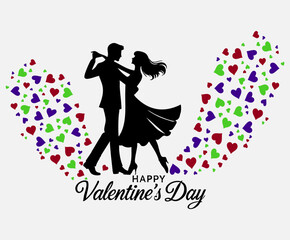 Romantic Couple Silhouette Vector Illustration