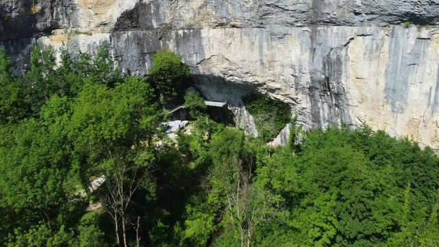 The Cuisance River near the Tufs waterfall, Les Planches-pr&eacute;-Arbois. Arboise. Jura. Burgundy-Franche