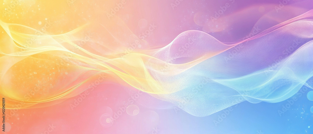 Poster soft holographic waves create a calm and inviting background for various design projects