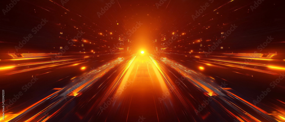Aufkleber spaceship travels through an abstract galaxy with a bright central void and sci-fi elements
