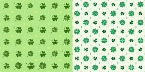st. patrick's day green shamrock and clover leaves seamless pattern background