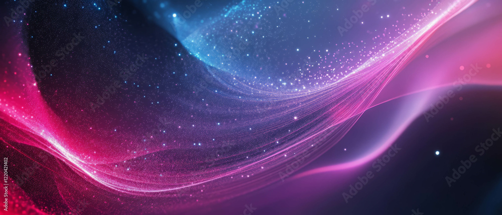 Poster star trails creating an abstract cosmic landscape with vibrant colors and swirling patterns