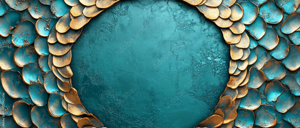 Poster textured mermaid skin background with natural banner style and empty center for design use