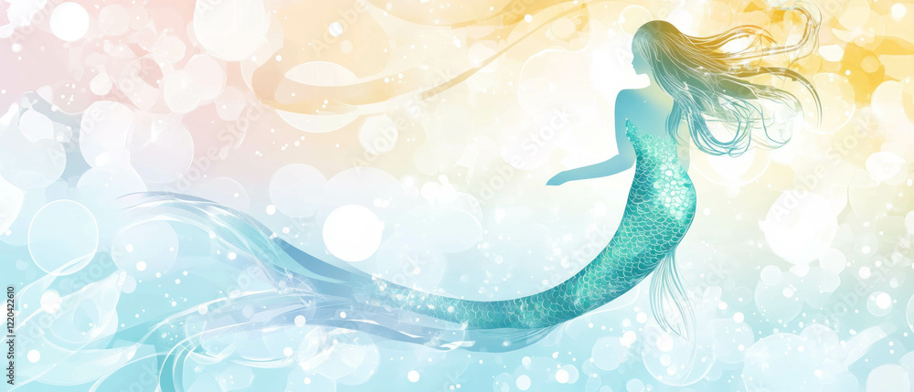 Poster elegant transparent mermaid texture with an abstract pattern and subtle hues